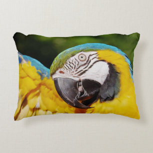 Head of a Blue and Yellow Macaw  Decorative Cushion