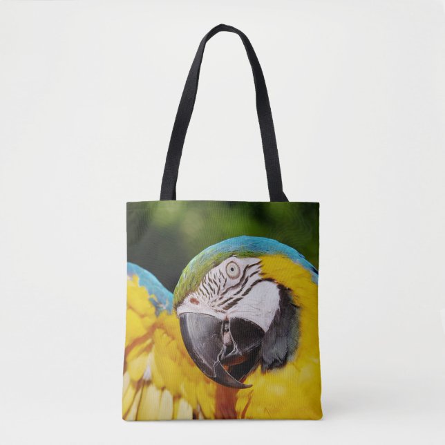 Head of a Blue and Yellow Macaw  Tote Bag (Front)