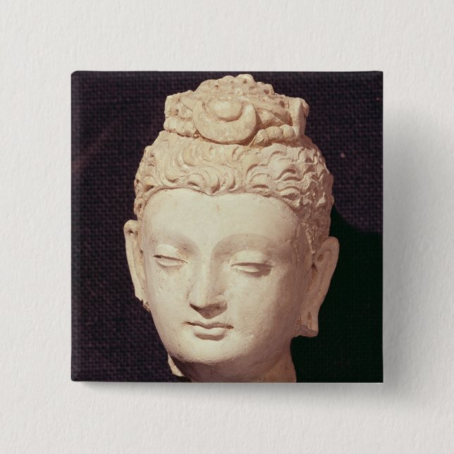 Head of a Buddha, Greco-Buddhist style 15 Cm Square Badge (Front)