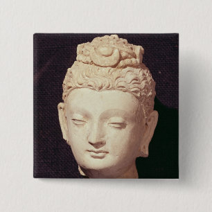Head of a Buddha, Greco-Buddhist style 15 Cm Square Badge