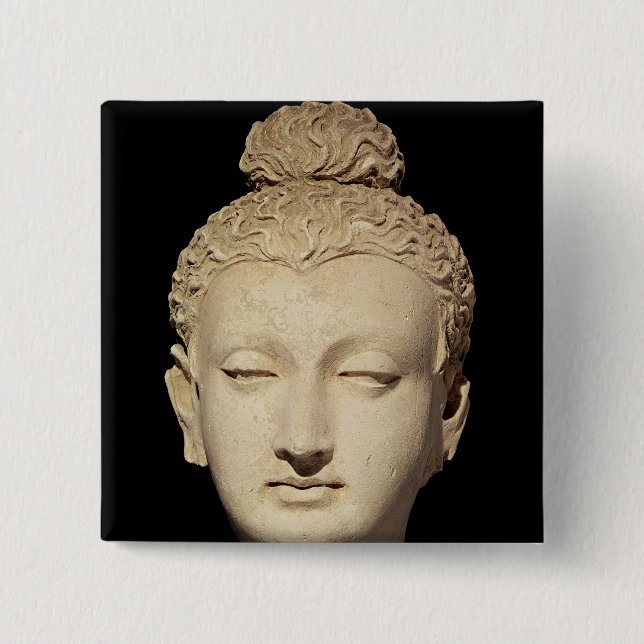Head of a Buddha, Greco-Buddhist style 15 Cm Square Badge (Front)