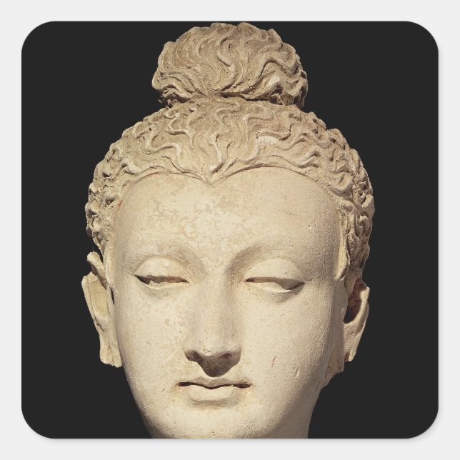 Head of a Buddha, Greco-Buddhist style Square Sticker (Front)