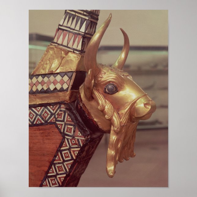Head of a bull, decoration from a harp (Front)
