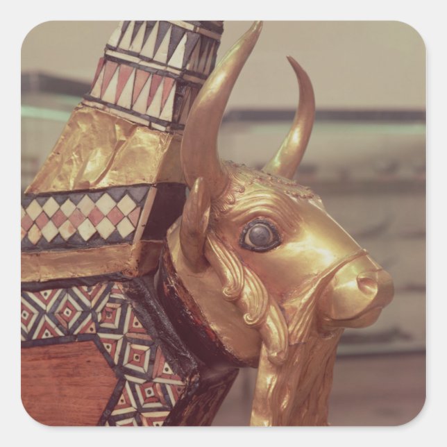 Head of a bull, decoration from a harp 2 square sticker (Front)