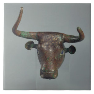 Head of a bull, with Royal Sumerian inscription, m Tile