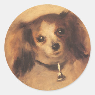 Head of a Dog by Pierre Renoir, Vintage Fine Art Classic Round Sticker