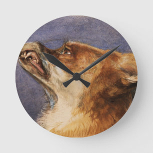 Head of a Fox Round Clock