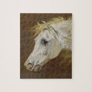 Head of a Grey Arabian Horse (oil on canvas on pan Jigsaw Puzzle