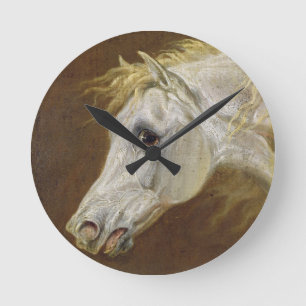 Head of a Grey Arabian Horse (oil on canvas on pan Round Clock