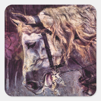 Head of a Horse by Giovanni Boldini, Vintage Art Square Sticker