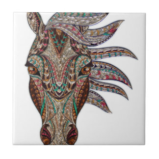 Head of a horse painted on glass like art tile