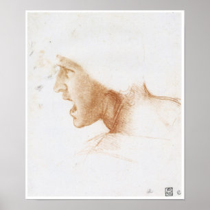 Head of a Man Shouting, Leonardo da Vinci Poster