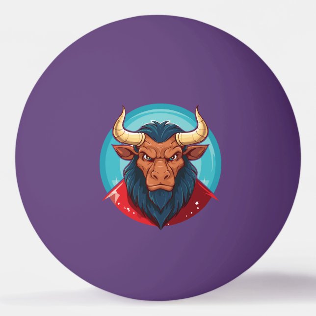 Head of a minotaur from greek mythology ping pong ball (Front)