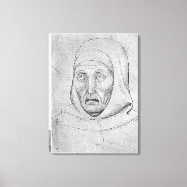 Head of a monk, from the The Vallardi Album Canvas Print (Front)