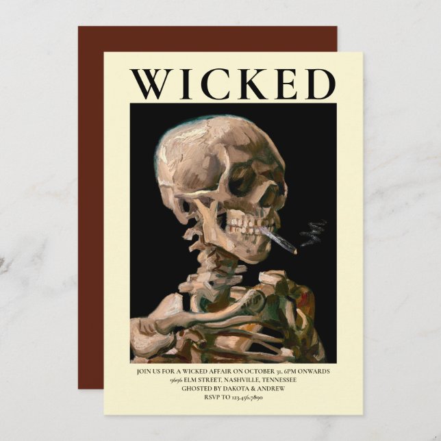 Head of a Skeleton Fine Art Halloween Invitation (Front/Back)