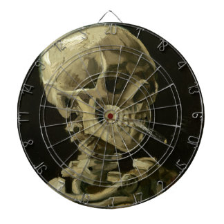 Head of a skeleton with a burning cigarette dartboard