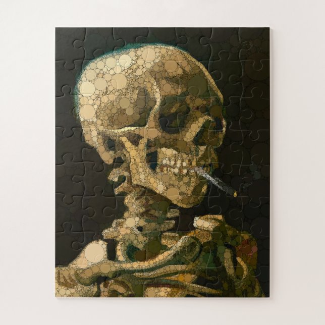Head of a Skeleton with a Burning Cigarette, Dots Jigsaw Puzzle (Vertical)