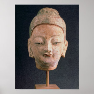 Head of a statue of Buddha, from Bezeklik Poster