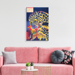 Head of a Tiger Eating a Rooster Utagawa Hirokage  Canvas Print