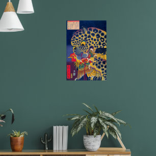 Head of a Tiger Eating a Rooster Utagawa Hirokage Poster