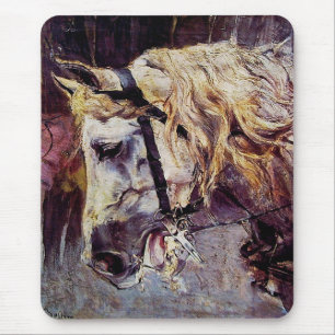 Head of a White Horse (by Giovanni Boldini) Mouse Mat