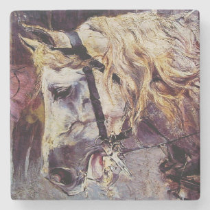 Head of a White Horse (by Giovanni Boldini) Stone Coaster