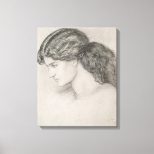 Head of a Woman, 1861 (pencil on paper) Canvas Print