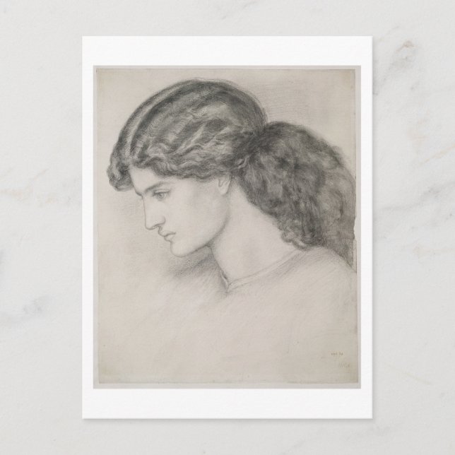 Head of a Woman, 1861 (pencil on paper) Postcard (Front)