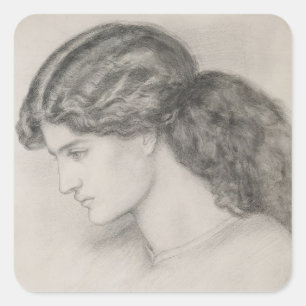 Head of a Woman, 1861 (pencil on paper) Square Sticker