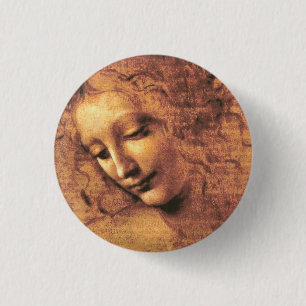 Head of a Woman La Scapigliata Leonardo Da Vinci 3 Cm Round Badge