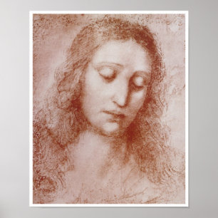 Head of a Woman, Leonardo da Vinci, 1510 Poster