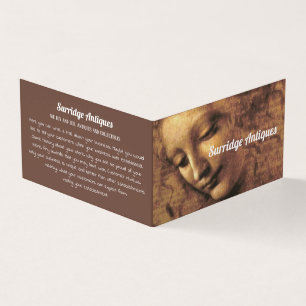 Head of a Woman, Leonardo Da Vinci, Antique Dealer Business Card