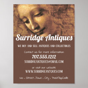 Head of a Woman, Leonardo Da Vinci, Antique Store Poster