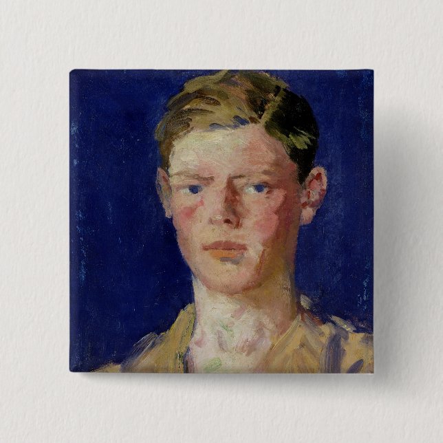 Head of a Young Man 15 Cm Square Badge (Front)
