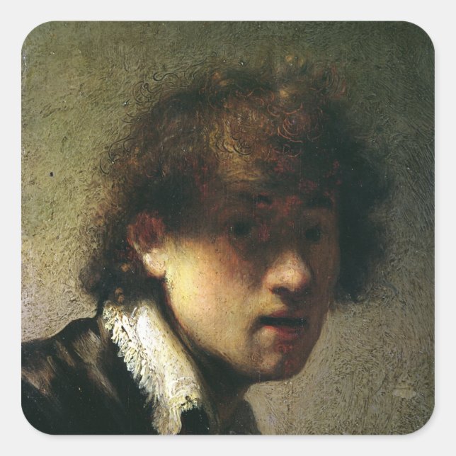 Head of a Young Man or Self Portrait, 1629 Square Sticker (Front)