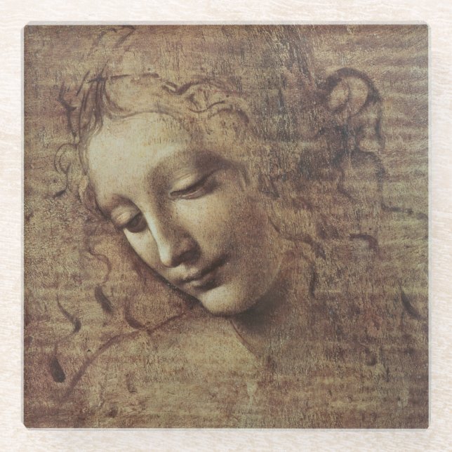 Head of a Young Woman with Tousled Hair or, Leda Glass Coaster (Front)