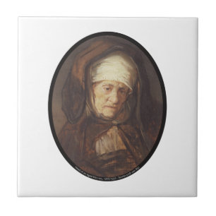 Head of an Aged Woman, 1655_1660 - Rembrandt van Tile