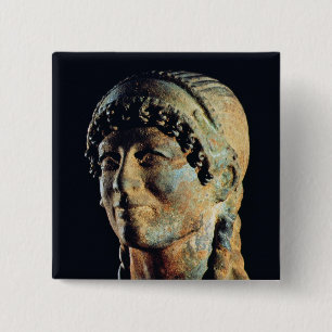 Head of an Etruscan Woman 15 Cm Square Badge