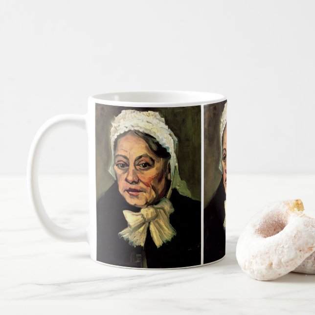 Head of an Old Woman White Cap by Vincent van Gogh Coffee Mug (With Donut)