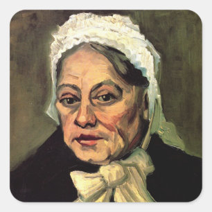Head of an Old Woman White Cap by Vincent van Gogh Square Sticker