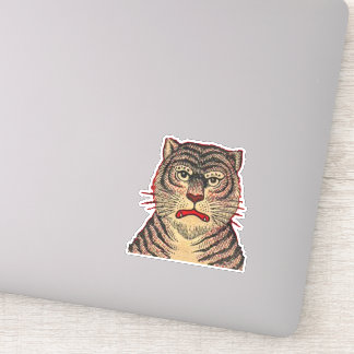Head of Asian Tiger Fierce Face Red Outline Stripe