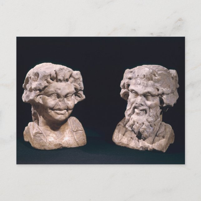 Head of Bacchus and satyr from a hermatic pillar Postcard (Front)