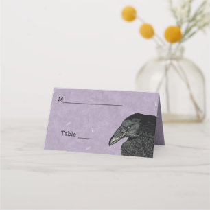 Head of Black Crow Pretty Purple Place Card