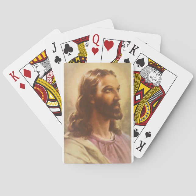 Head of Christ by Warner Sallman Playing Cards (Back)