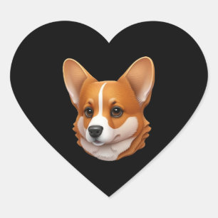 Head of cute corgi heart sticker