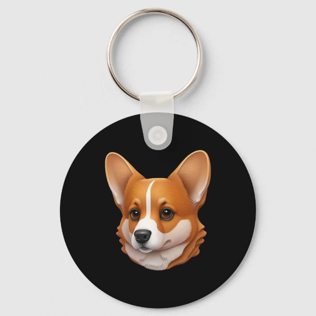 Head of cute corgi key ring (Front)