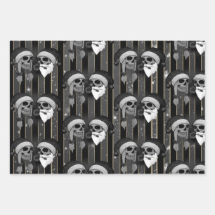 Head of Dead Man Mann Christmas Rose Mütze Bart Wrapping Paper Sheet