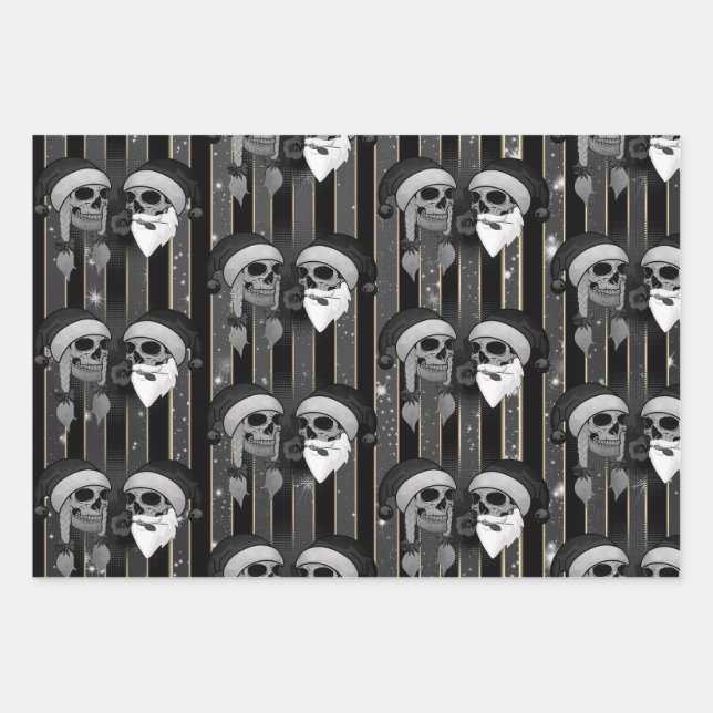 Head of Dead Man Mann Christmas Rose Mütze Bart Wrapping Paper Sheet (Front)