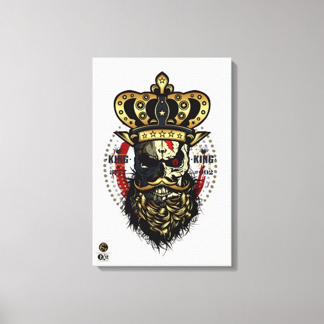 Head of death hipster skulls crown king canvas print (Front)