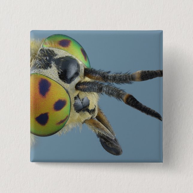 Head of deer fly 15 cm square badge (Front)